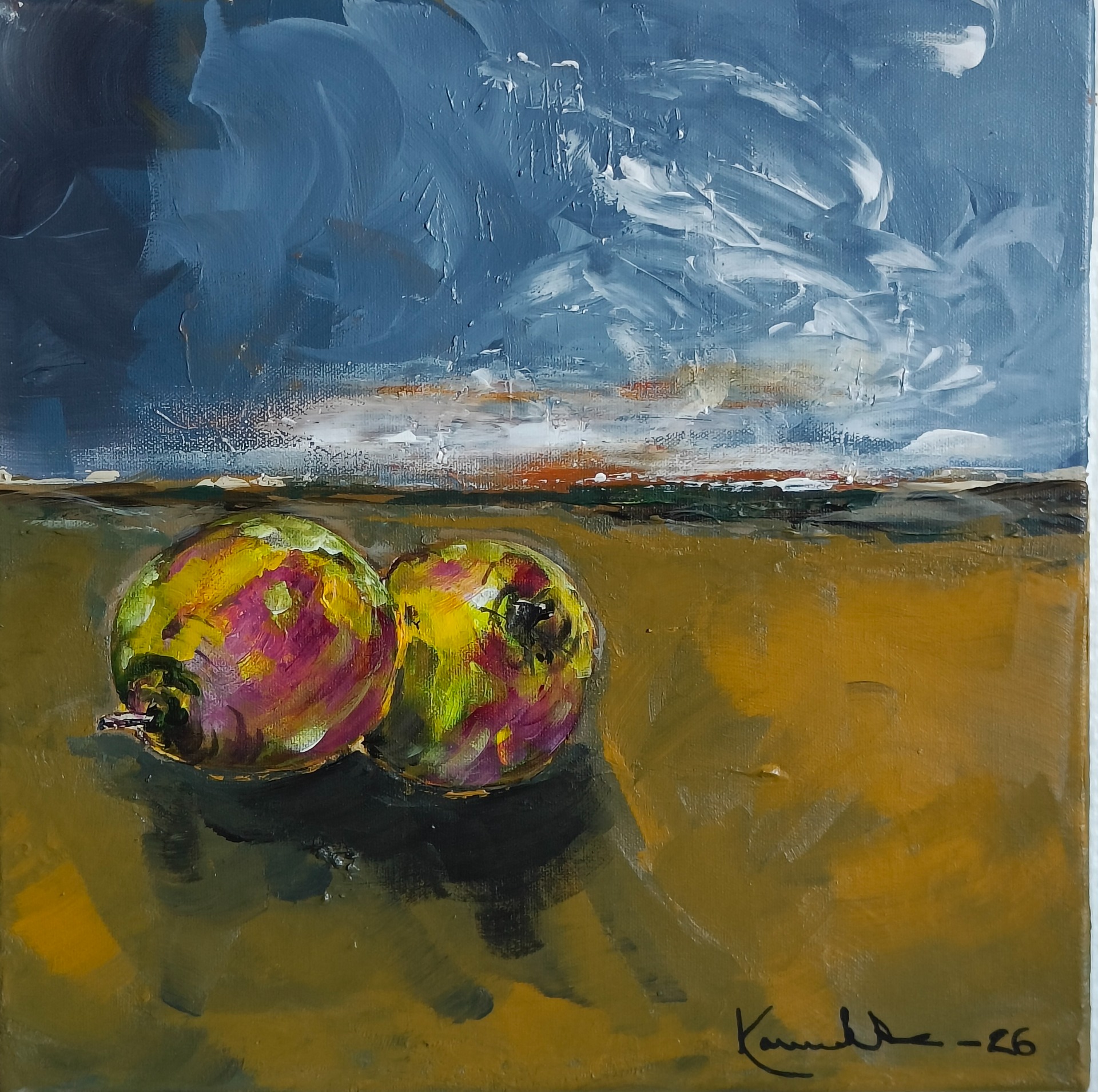 Ihaillaan iltaruskoa (40x40)